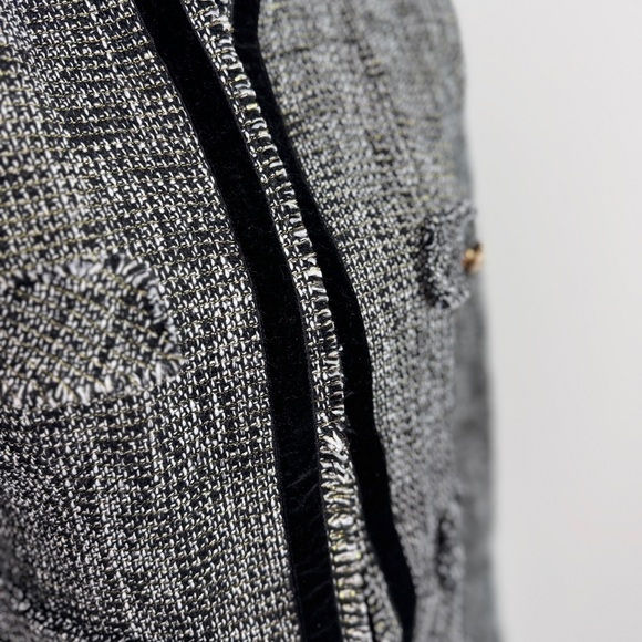 Melrose with Love Twill Black White Pearl Buttons Padded Shoulders Blazer (M) - Picture 4 of 11